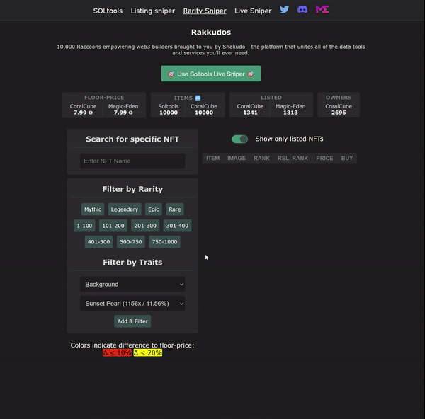 Soltools.xyz Rarity Sniper